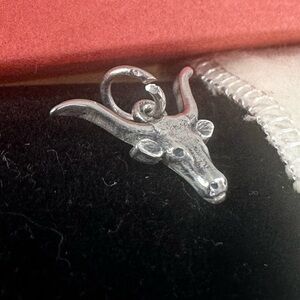 JAMES AVERY Sterling Silver Texas Longhorn Charm Pendant; RETIRED